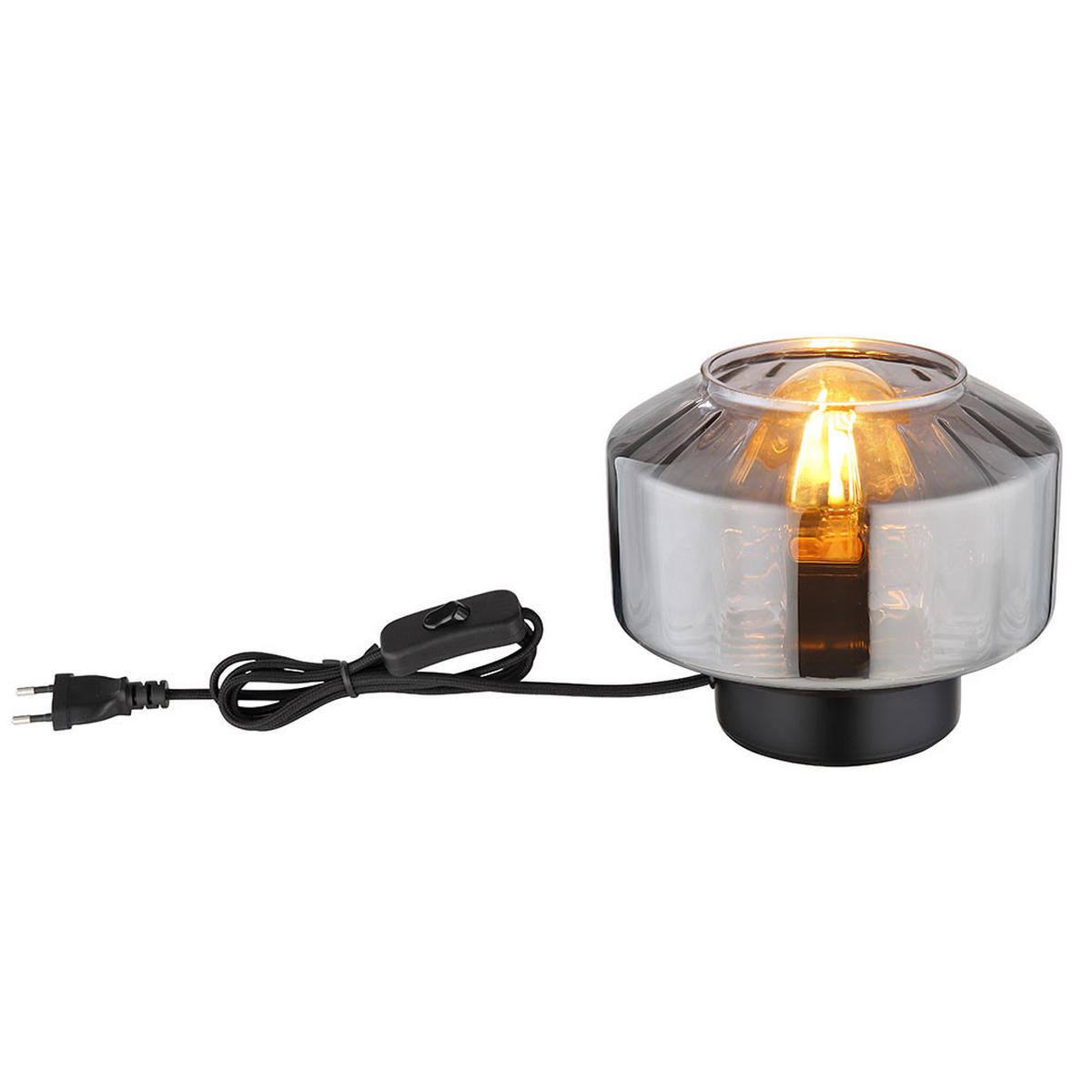 TISCHLEUCHTE Metall Glas Schwarz rauchfarben - Schwarz, Glas (18/18/14.5cm) - Globo Lighting