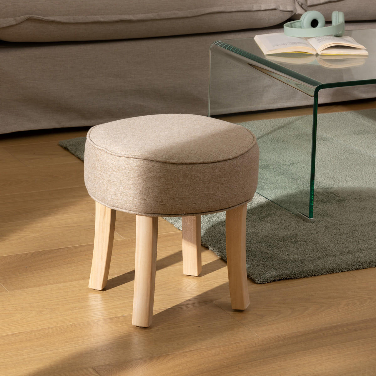 POLSTERHOCKER für Schminktisch Adriel 35/35/35 cm - Beige, Holz (35/35/35cm) - Atmosphera Createur d´interieur
