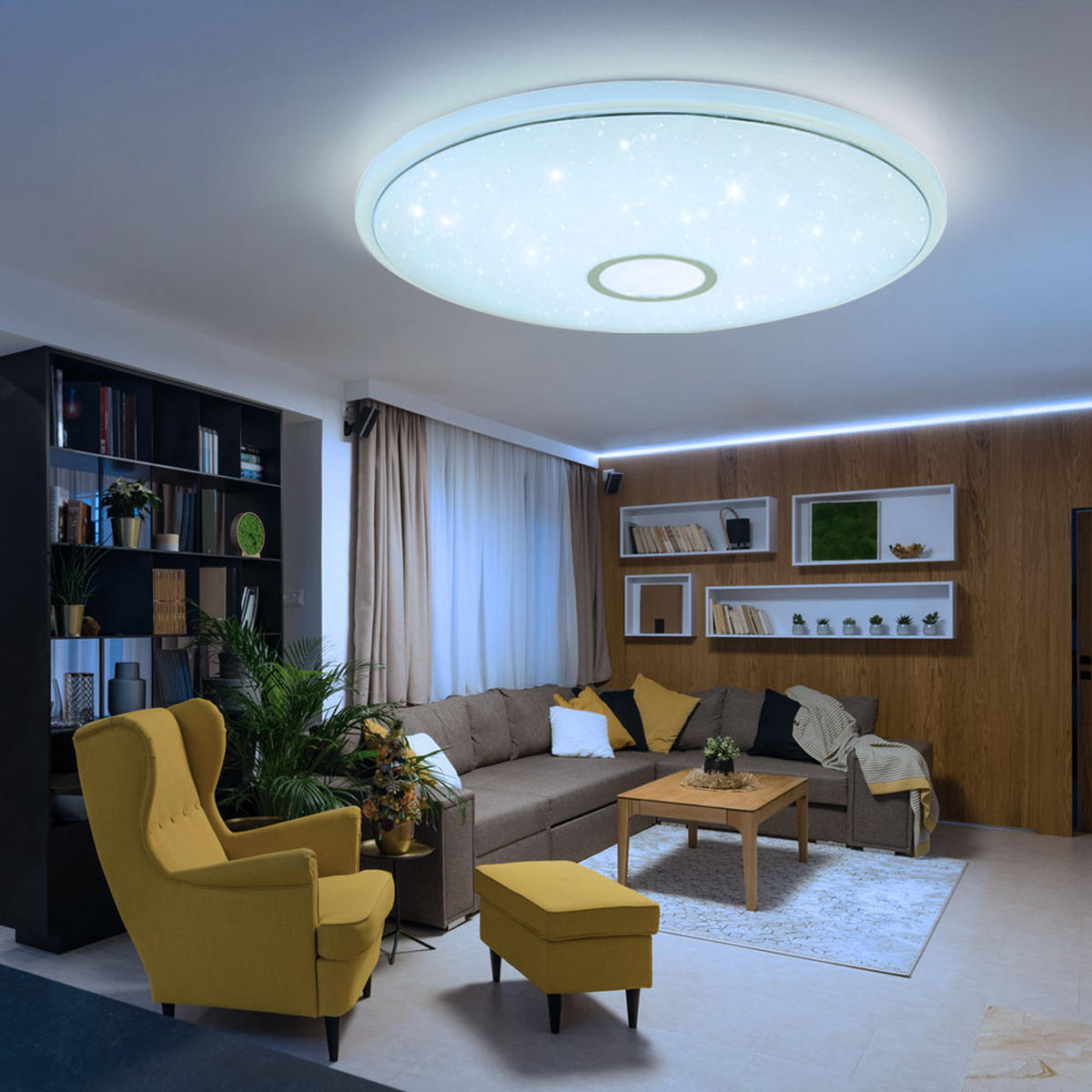 LED DECKENLEUCHTE Connor Weiß Kristalloptik - Weiß, Metall (50/50/6.5cm) - Globo Lighting