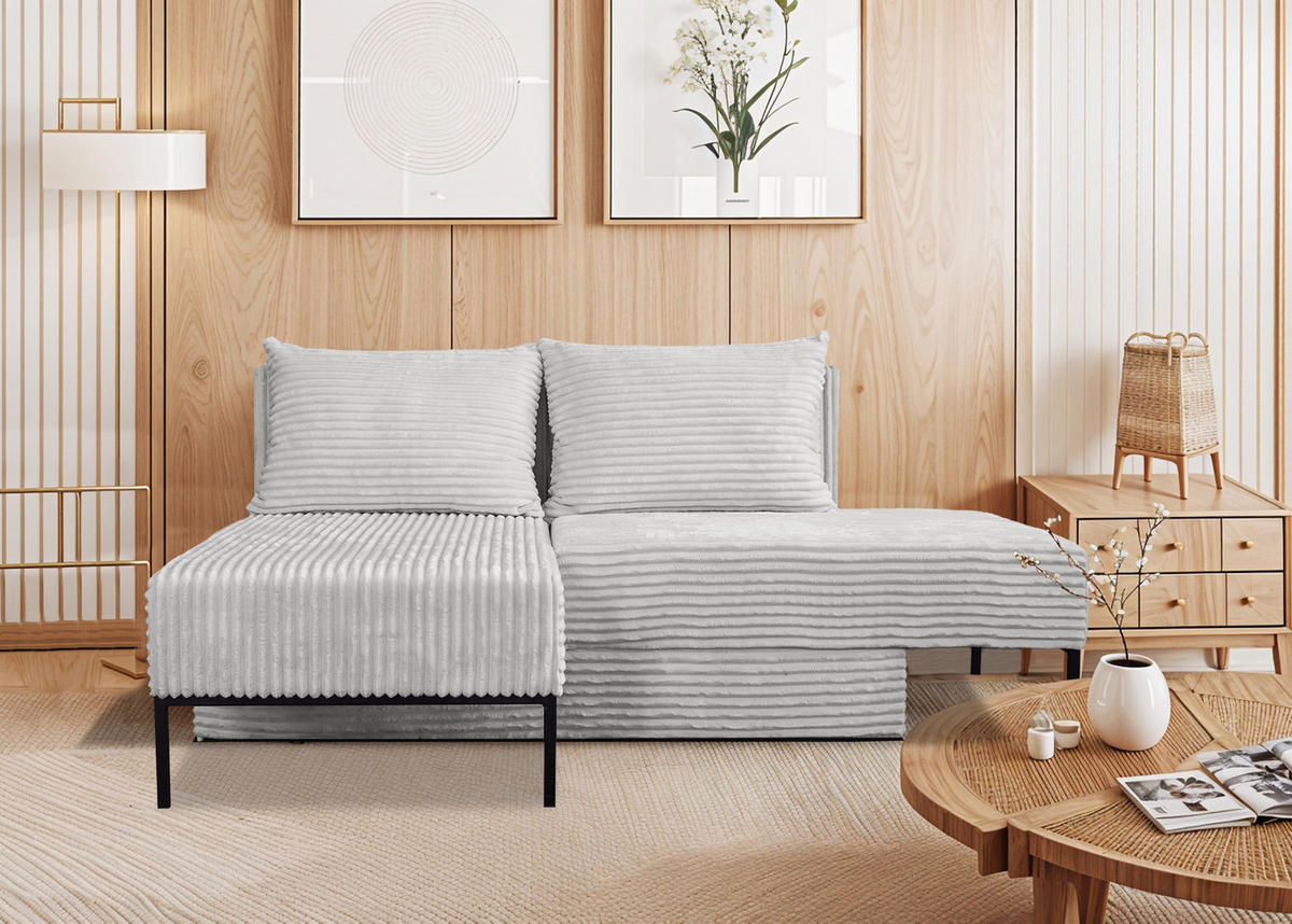 ECKSOFA Mit Schlaffunktion MOOKA 4in1-Multifunktions-System Stoff Velo Links Hellgrau - Hellgrau, Holz/Textil (145/160cm) - Kaiser Möbel