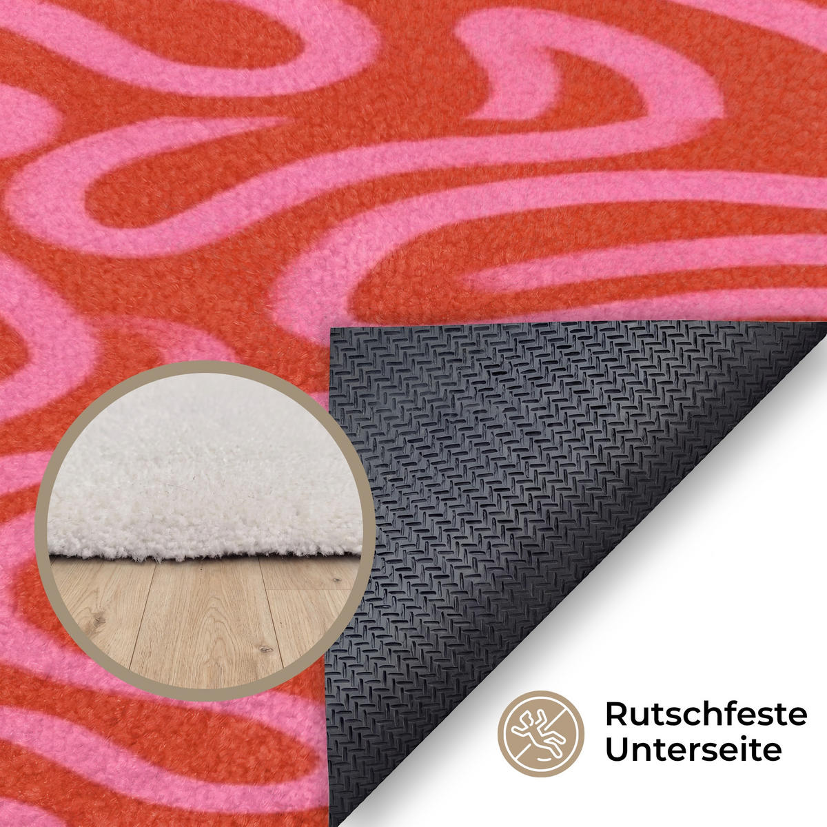 TEPPICH - Rosa - 90x150 cm - Rot, Kunststoff/Textil (90/0.4cm) - OnlyWow