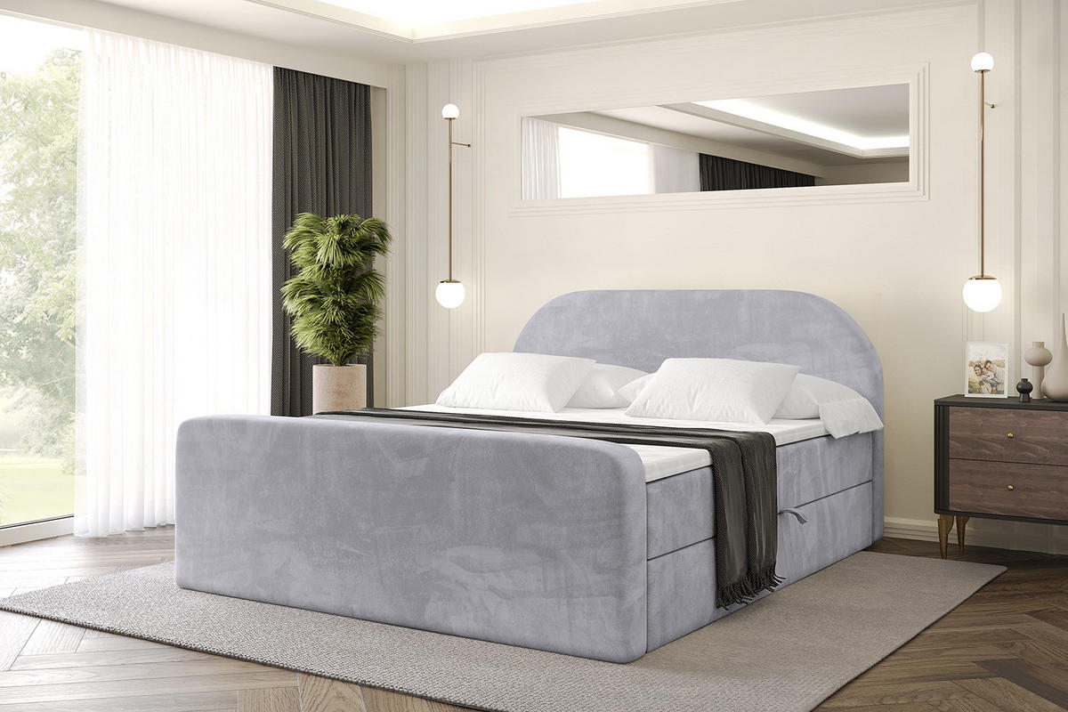 BOXBETT mit Matratze und Lattenrost - NOX-Z - 200x200 - Grau Monolith - Grau, Holzwerkstoff (200/200cm) - ALTDECOR