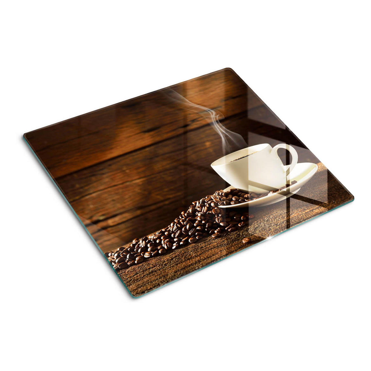 GLASPLATTE 60x52 cm Eine Tasse Kaffee - Braun, Glas (60/0.4/52cm) - TULUP