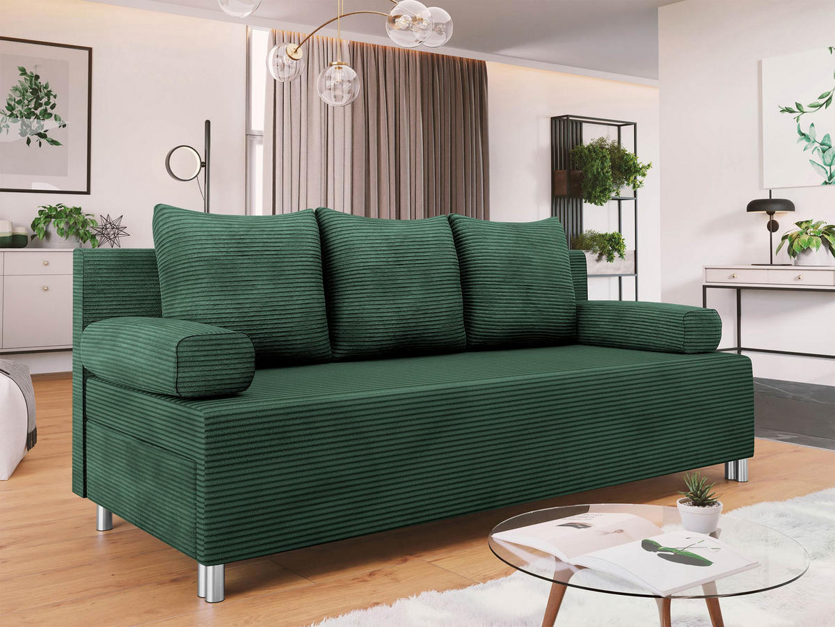 CANAPEA EXTENSIBILA Dover Reiat - culoare crom/verde, material plastic/material textil (192/86/80cm) - MIRJAN24