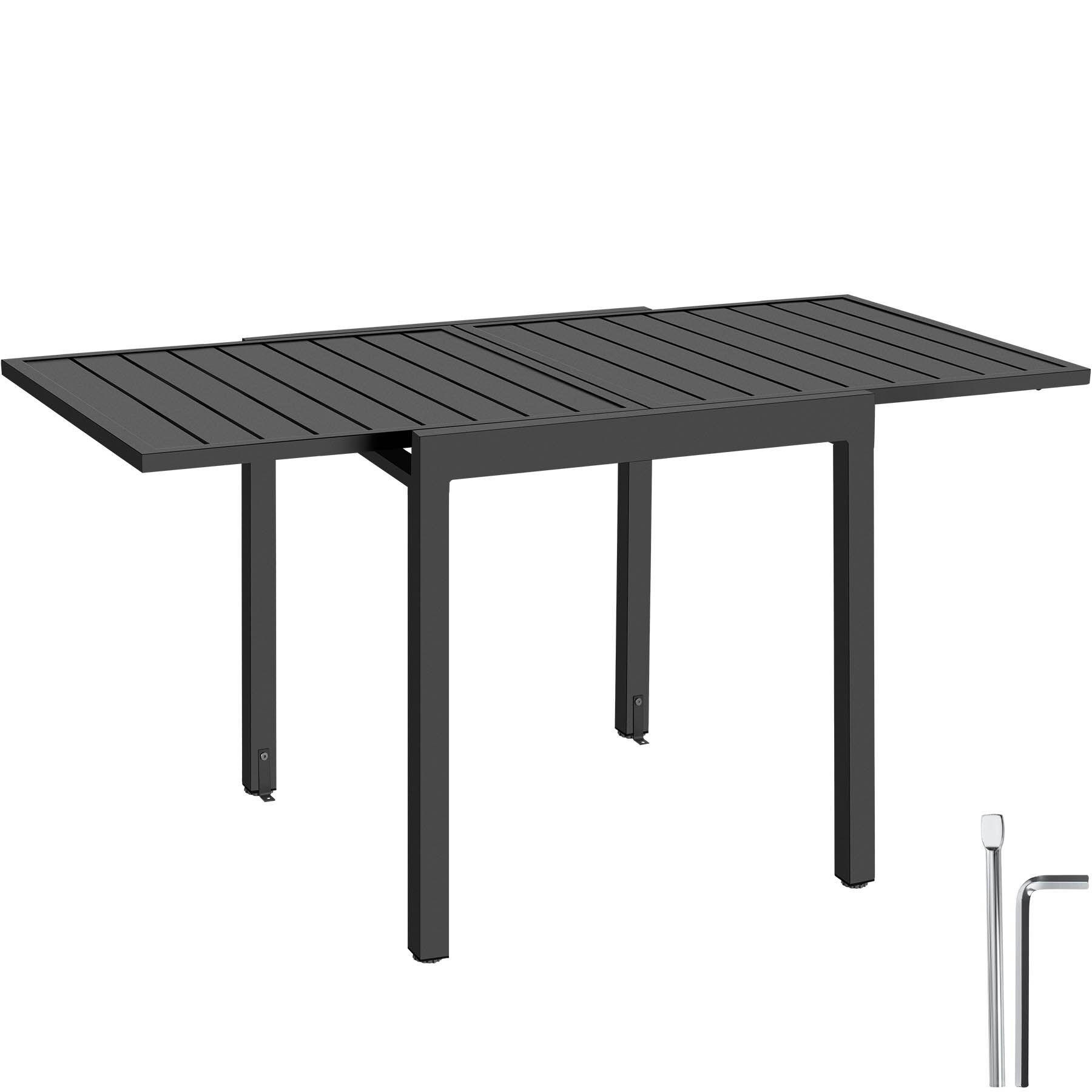 GARTENTISCH aus Aluminium Campos, 70–140 x 70 x 75 cm, dunkelgrau - Dunkelgrau, Metall (70/140/75cm) - tectake