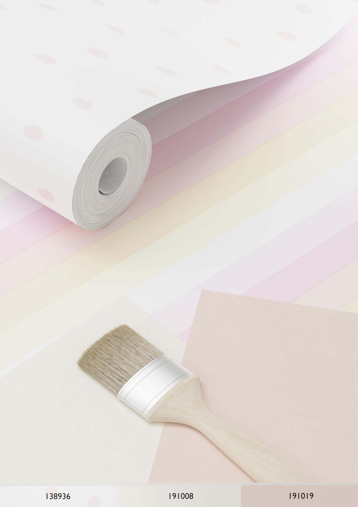 TAPETE Regenbogenstreifen 53 cm x 10.05 m - Pink, Papier (53/0.1cm) - ESTAhome