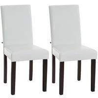 ESSZIMMERSTUHL Ines, 2er Set Kunstleder, Gestell Holz Dunkelbraun Weiß - Dunkelbraun/Weiß, Holz/Textil (41/91/47cm) - TPFLiving