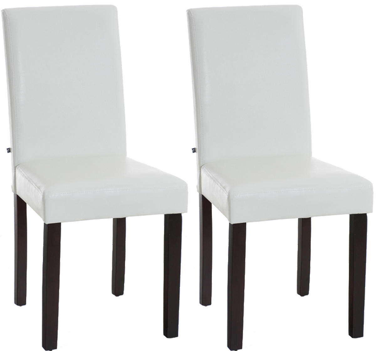 ESSZIMMERSTUHL Ines, 2er Set Kunstleder, Gestell Holz Dunkelbraun Weiß - Dunkelbraun/Weiß, Holz/Textil (41/91/47cm) - TPFLiving