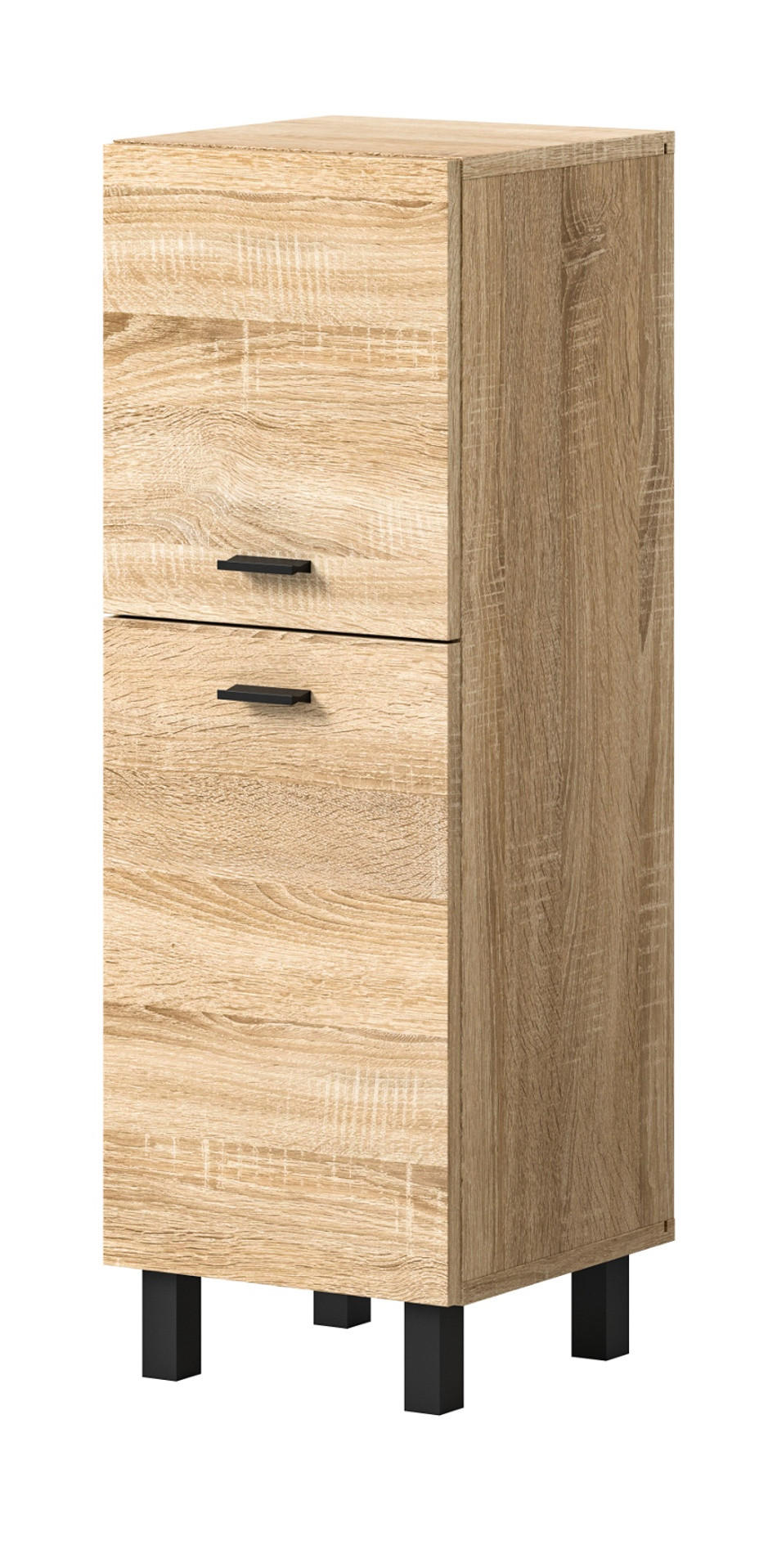 KOMMODE Eiche 30 cm, Badschrank hängend oder stehend - Eichefarben/Schwarz, Holzwerkstoff/Kunststoff (30/80/29cm) - Inn.Furn