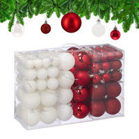 WEIHNACHTSKUGELN 100 Stk. - Rot/Weiß, Kunststoff (6/7/6cm) - Relaxdays