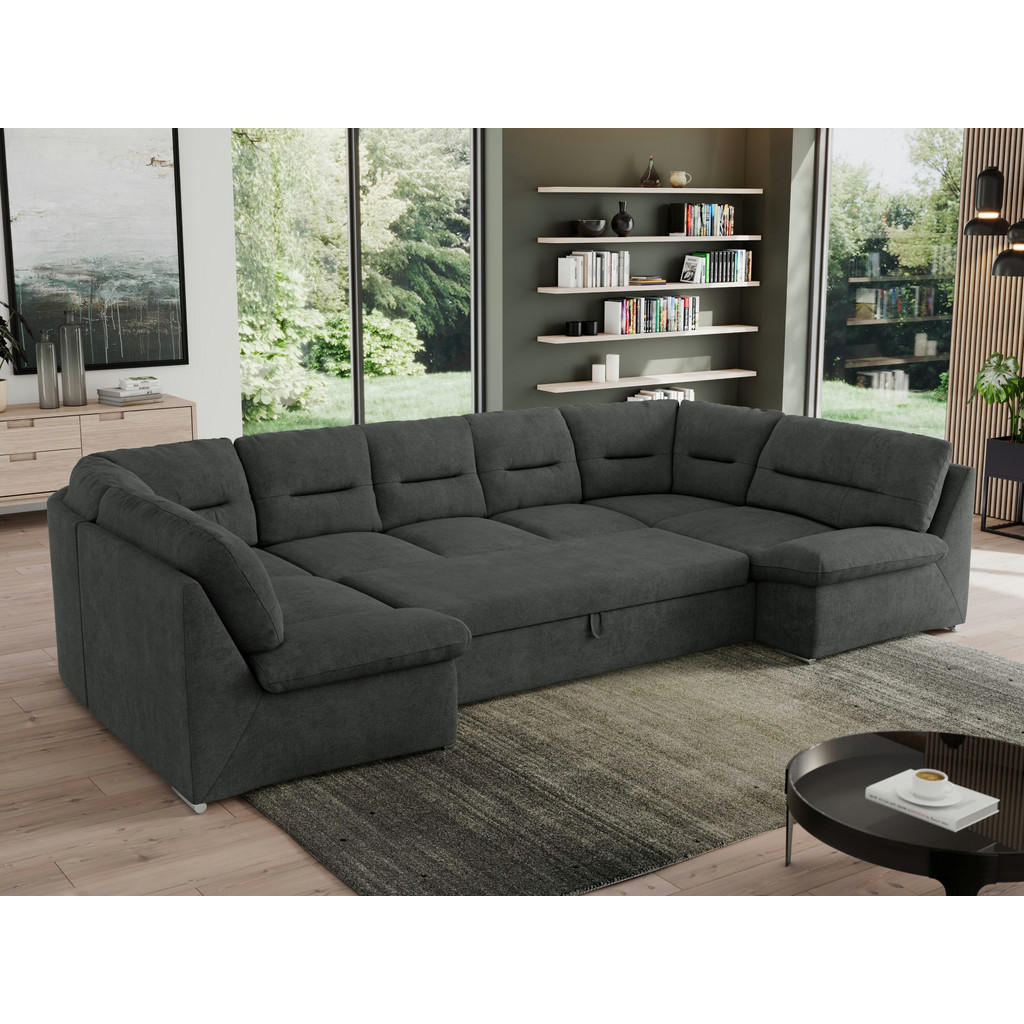 Thumbnail - MKS Wohnlandschaft, Dunkelgrau, Textil, 6-Sitzer, U-Form, 340x93x206 cm, Wohnzimmer, Sofas & Couches, Wohnlandschaften, ...