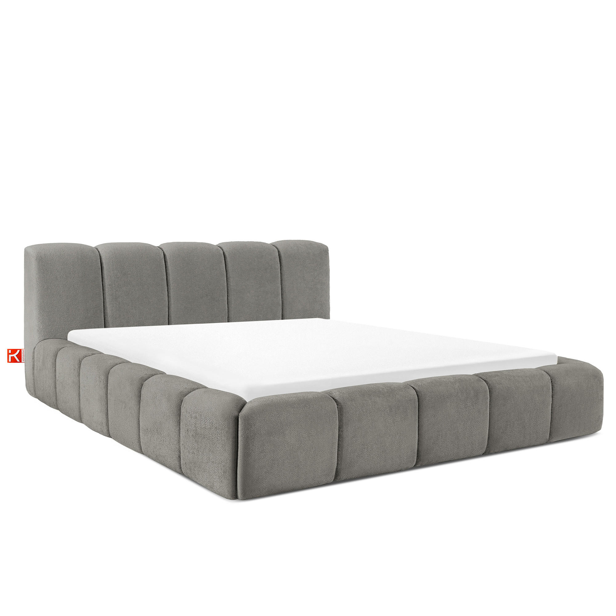 POLSTERBETT OLMIRA - Dunkelgrau/Schwarz, Holz/Holzwerkstoff (182/203cm) - KONSIMO®
