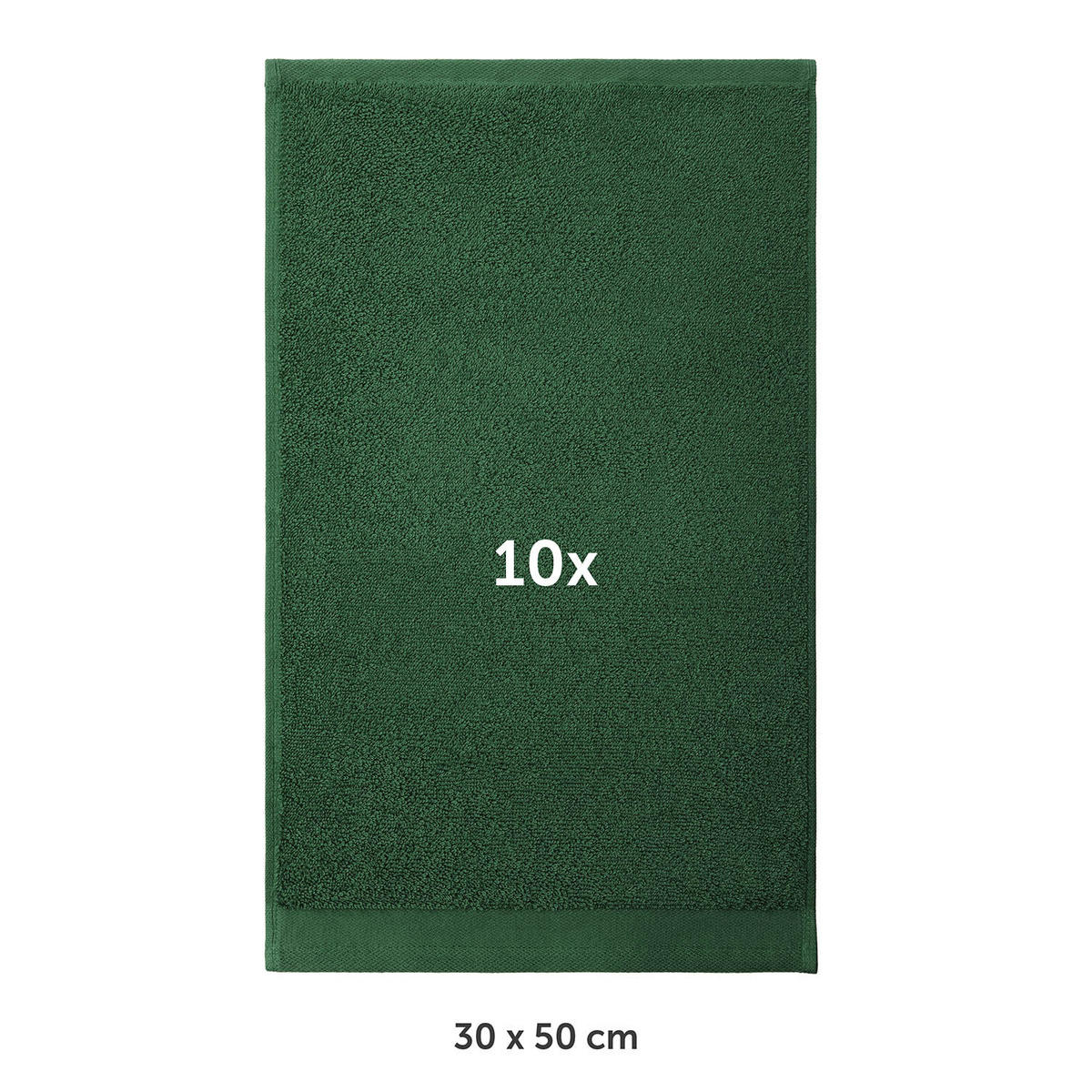 RUČNÍK PRO HOSTY sada 10 ks, 10x ručník pro hosty 30/30 cm, tmavozelená - tmavozelená, textil (30/30cm) - Blumtal