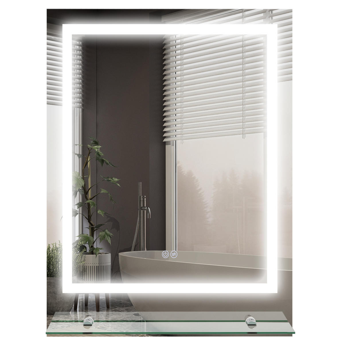 BADSPIEGEL, mit Beleuchtung, mit 3 Lichtfarben - Transparent, Glas (50/2.7/70cm) - Kleankin