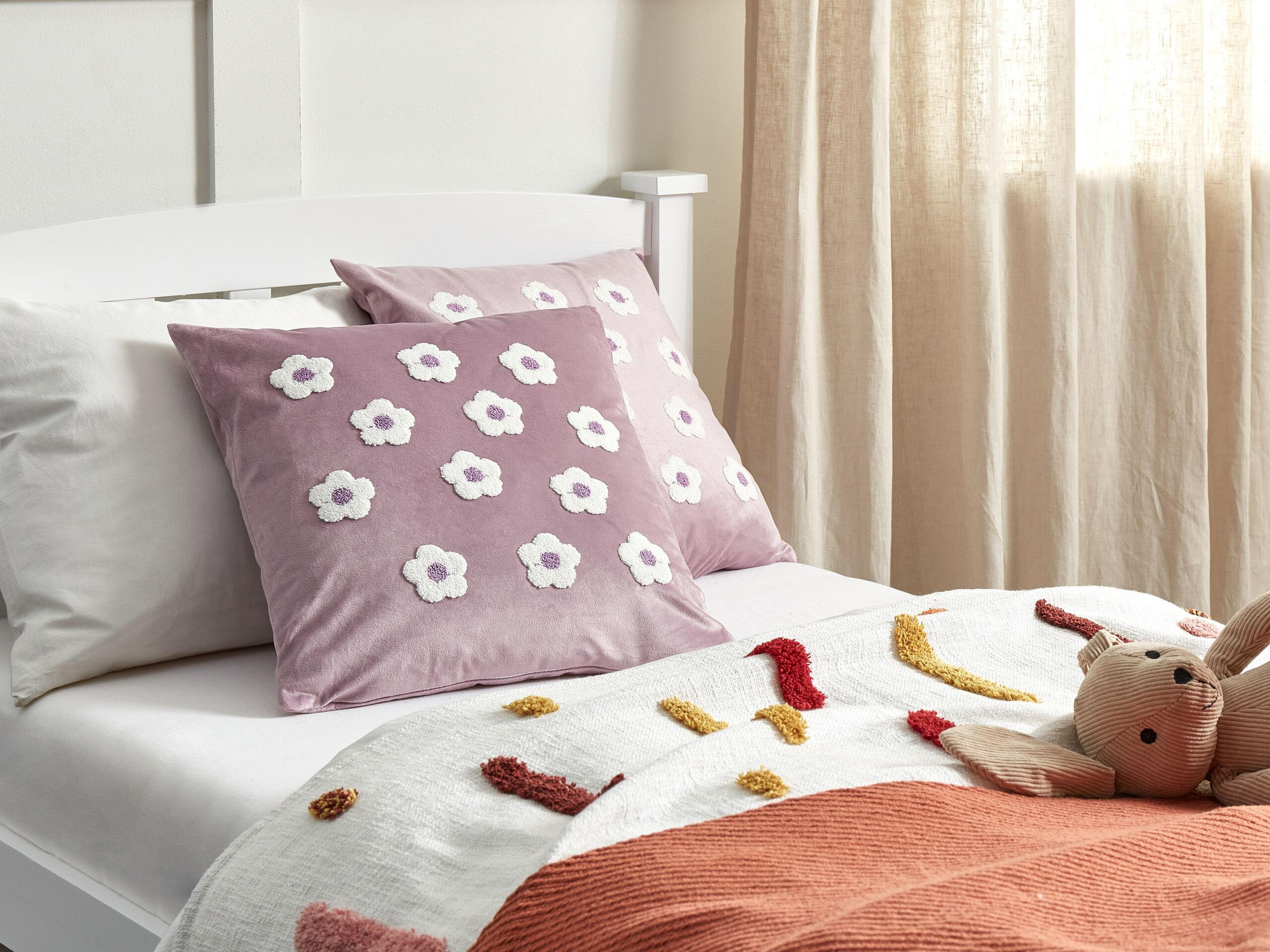 DEKOKISSEN 2er-Set Violett 45/45 cm Echinacea - Violett, Textil (45/45cm) - Beliani