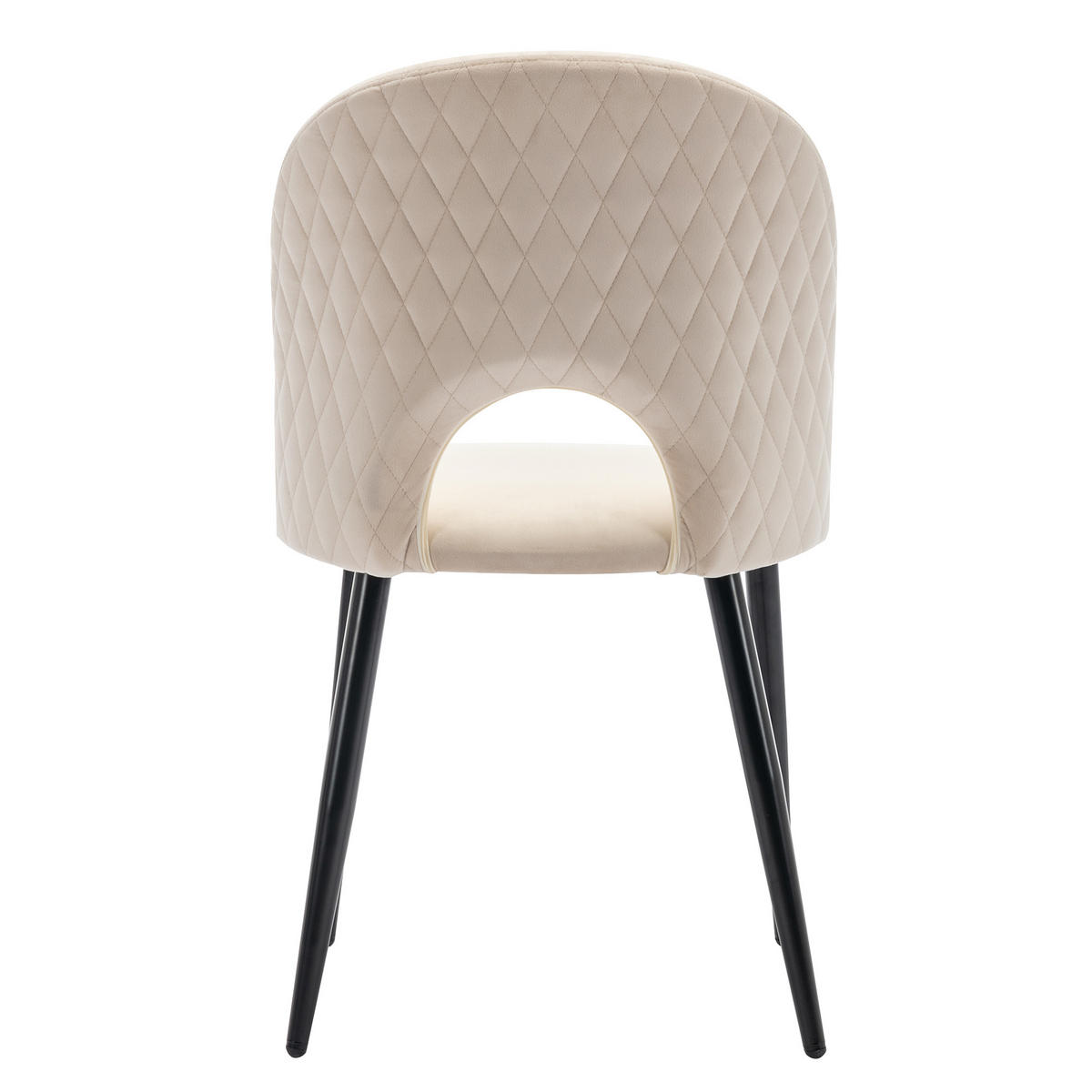 ESSZIMMERSTUHL 2-Tlg Samt Beige, Metallgestell, Diamant Rücken - Beige, Textil (47/84/44cm) - FLIEKS