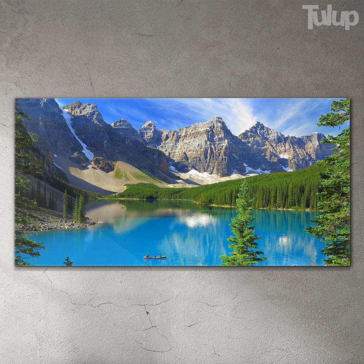 GLASBILD 120x60 cm Berge und Wald - Türkis/Blau, Glas (120/60cm) - TULUP