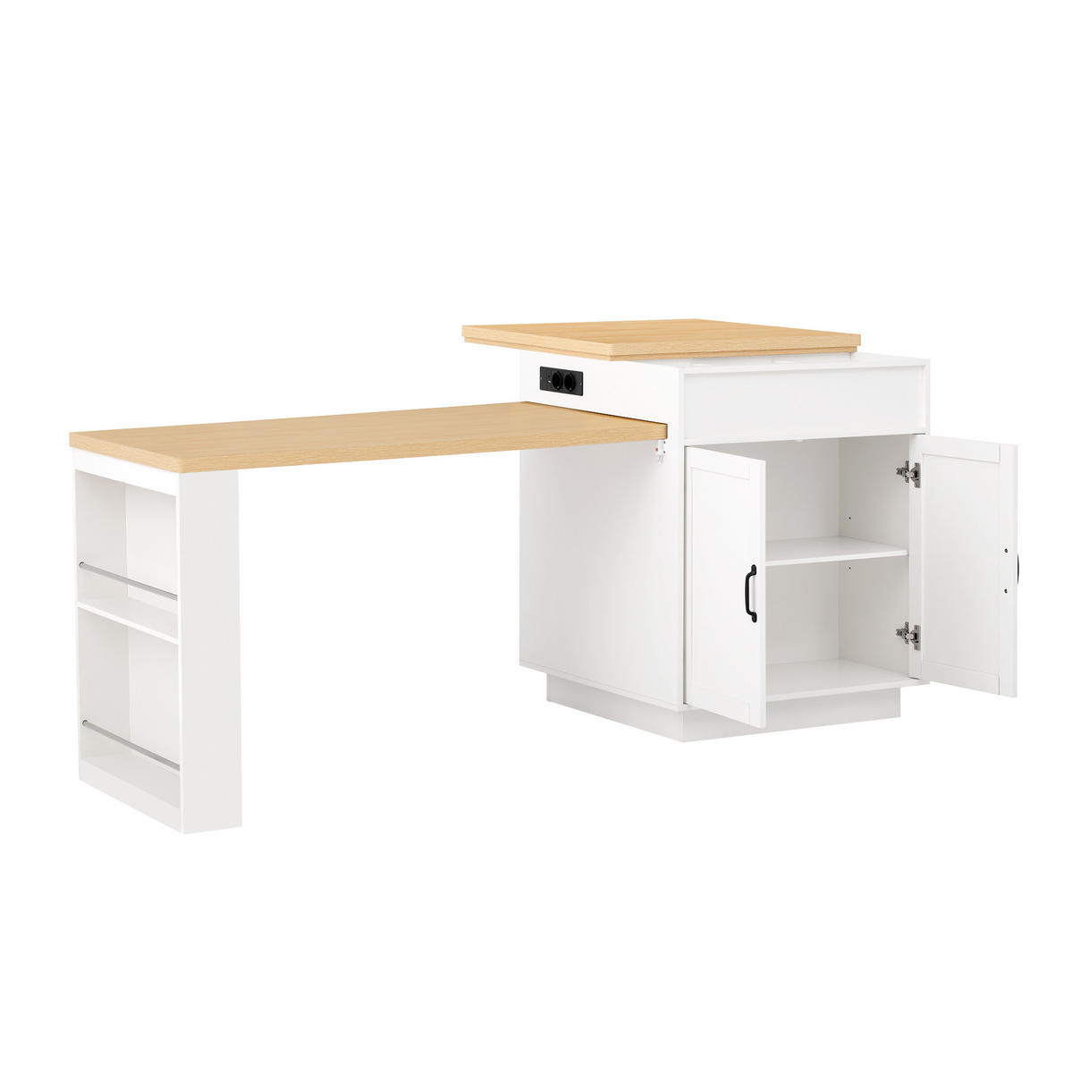KÜCHENINSEL ausziehbar 125,5-187,5/71/93 cm mit LED DE-39569 Weiß - Weiß, Holzwerkstoff (125.5/93/71cm) - ComfortXL