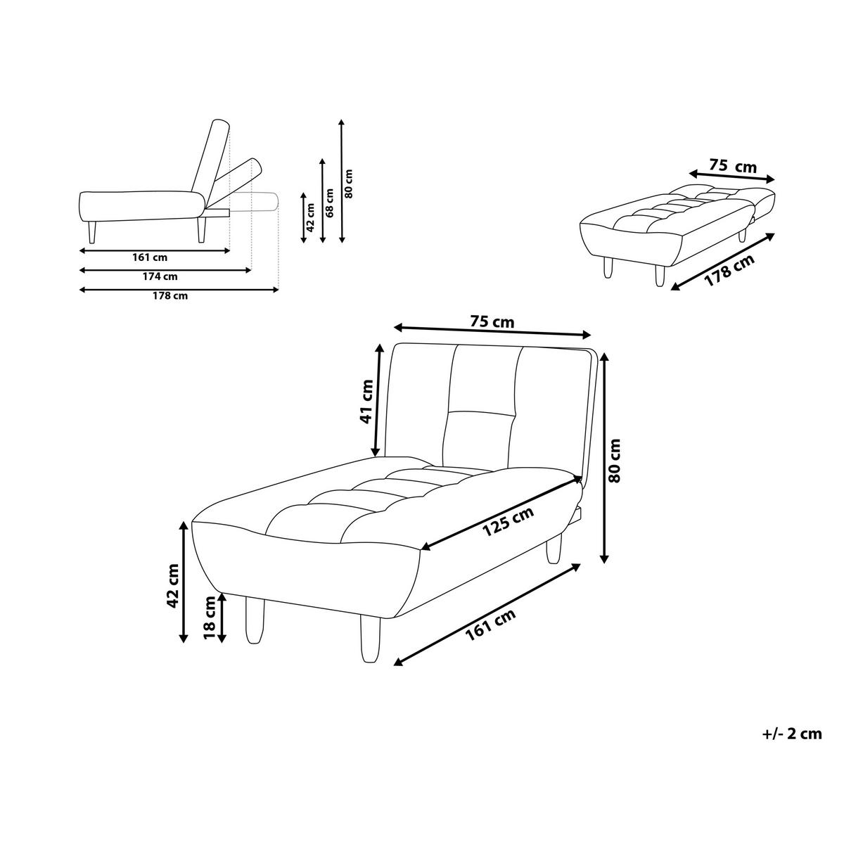 ČALOUNĚNÉ LEHÁTKO CHAISE LONGUE Látka Zelené Alsten - zelená barva/hnědá, textil (75/80/161cm) - Beliani