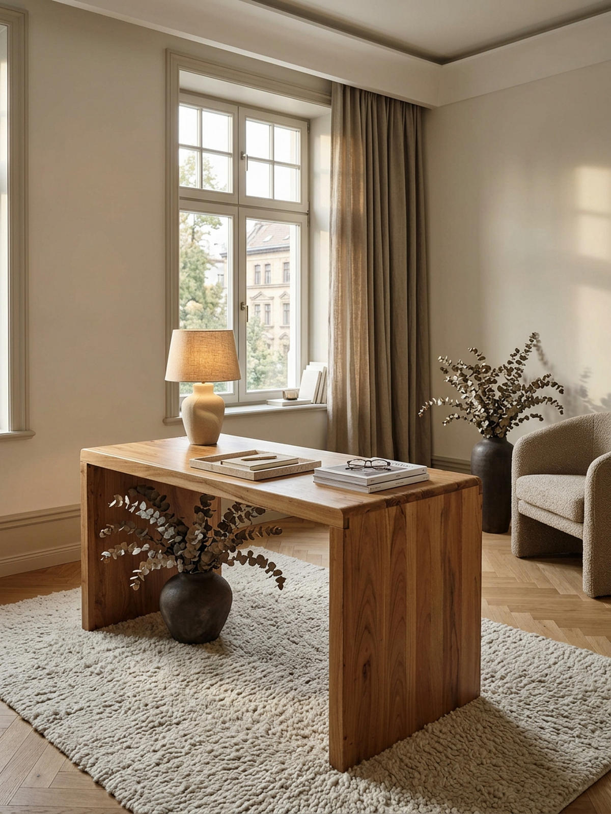 SCHREIBTISCH Massivholz Stauraum Abgerundete Ecken, Beige 160x80x76 cm - Beige, Holz (80/160/76cm) - KADIMA DESIGN