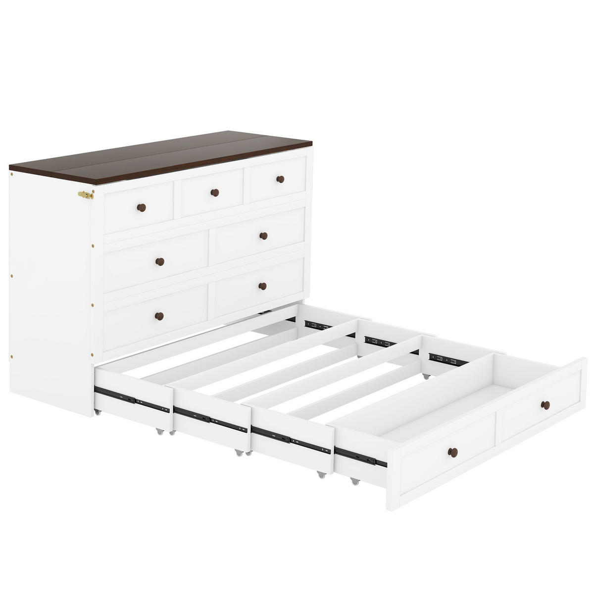 SCHRANKBETT 140/200 cm weiß mit Schubladen und Regal, umbaubar - Weiß, Holz (140/200cm) - OKWISH
