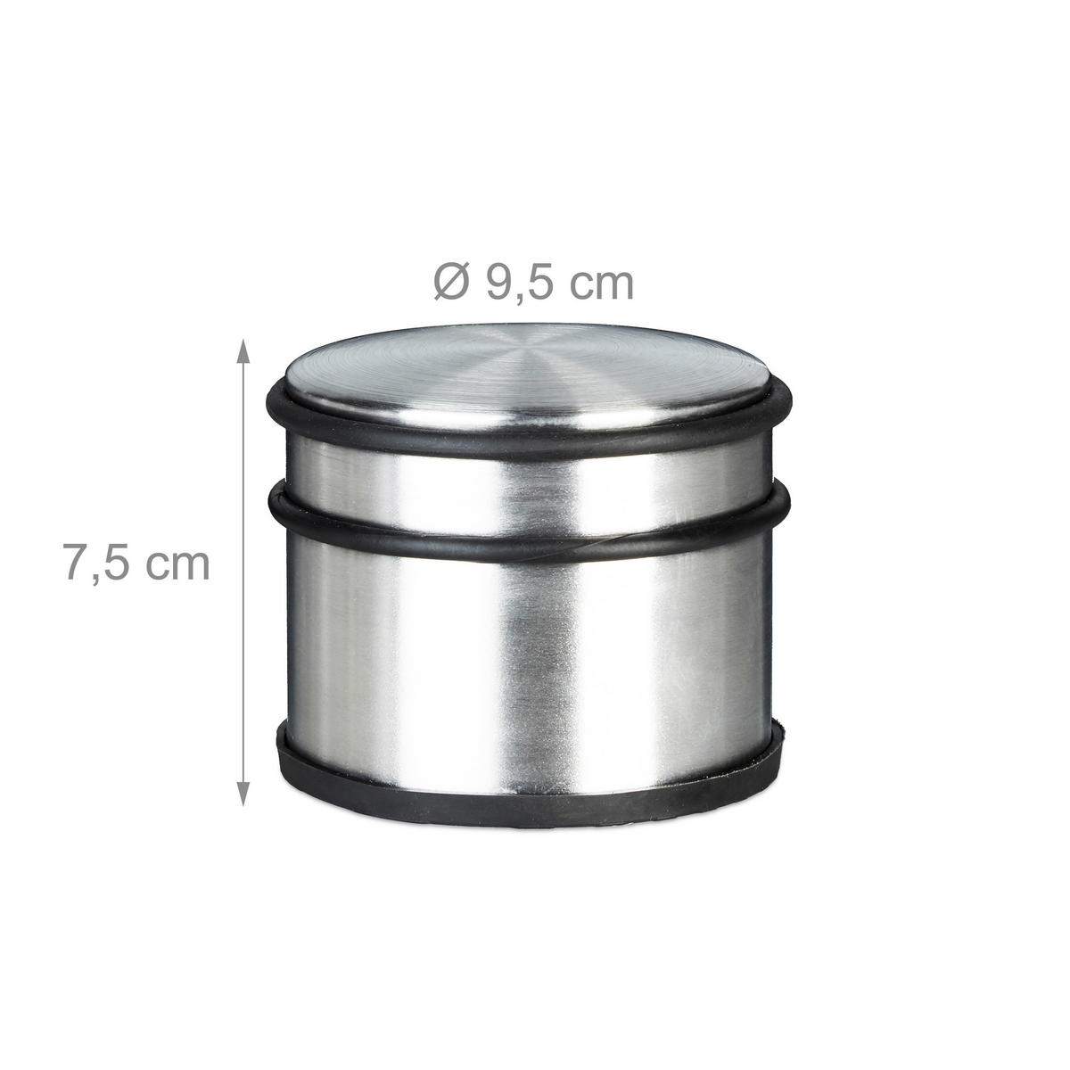 TÜRSTOPPER Silber Edelstahl Gummi 7,5x9,5 cm XL - Silberfarben, Kunststoff/Metall (9.5/9.5cm) - Relaxdays