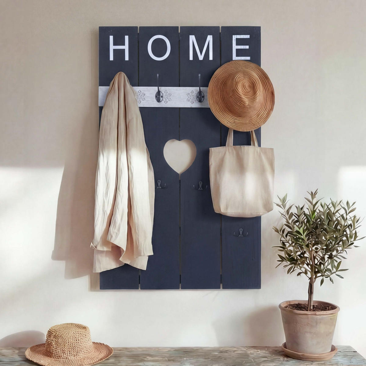 WANDGARDEROBE HOME SHABBY-LOOK Grau - Grau, Holz (60/91/8cm) - MCW