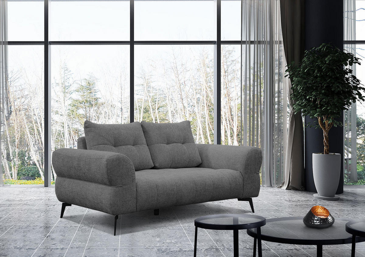 SOFA SALVINI 2-Sitzer, dunkelgrau - Dunkelgrau/Schwarz, Holzwerkstoff/Textil (176/88/99cm) - Courtois Laville