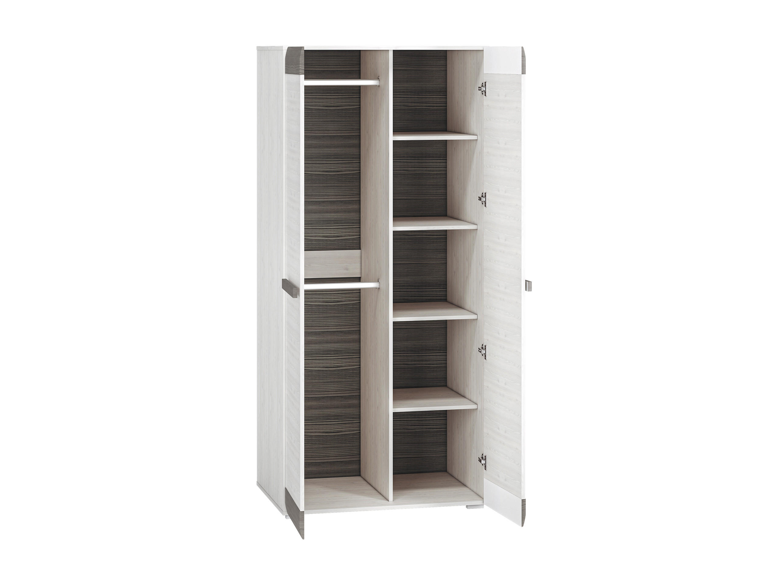 KLEIDERSCHRANK Blanco Pinie weiß / grau 92 / 65 / 202cm - Weiß, Holz/Holzwerkstoff (92/202/65cm) - Feldmann-Wohnen