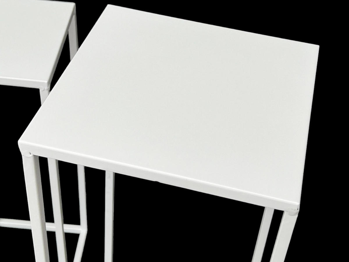 DANDIBO Blumenhocker Metall Weiß Eckig Blumenständer Beistelltisch 96482 2er Set Blumensäule Modern Pflanzenständer Pflanzenhocker - Weiß, Metall (23/60/23cm) - DanDiBo