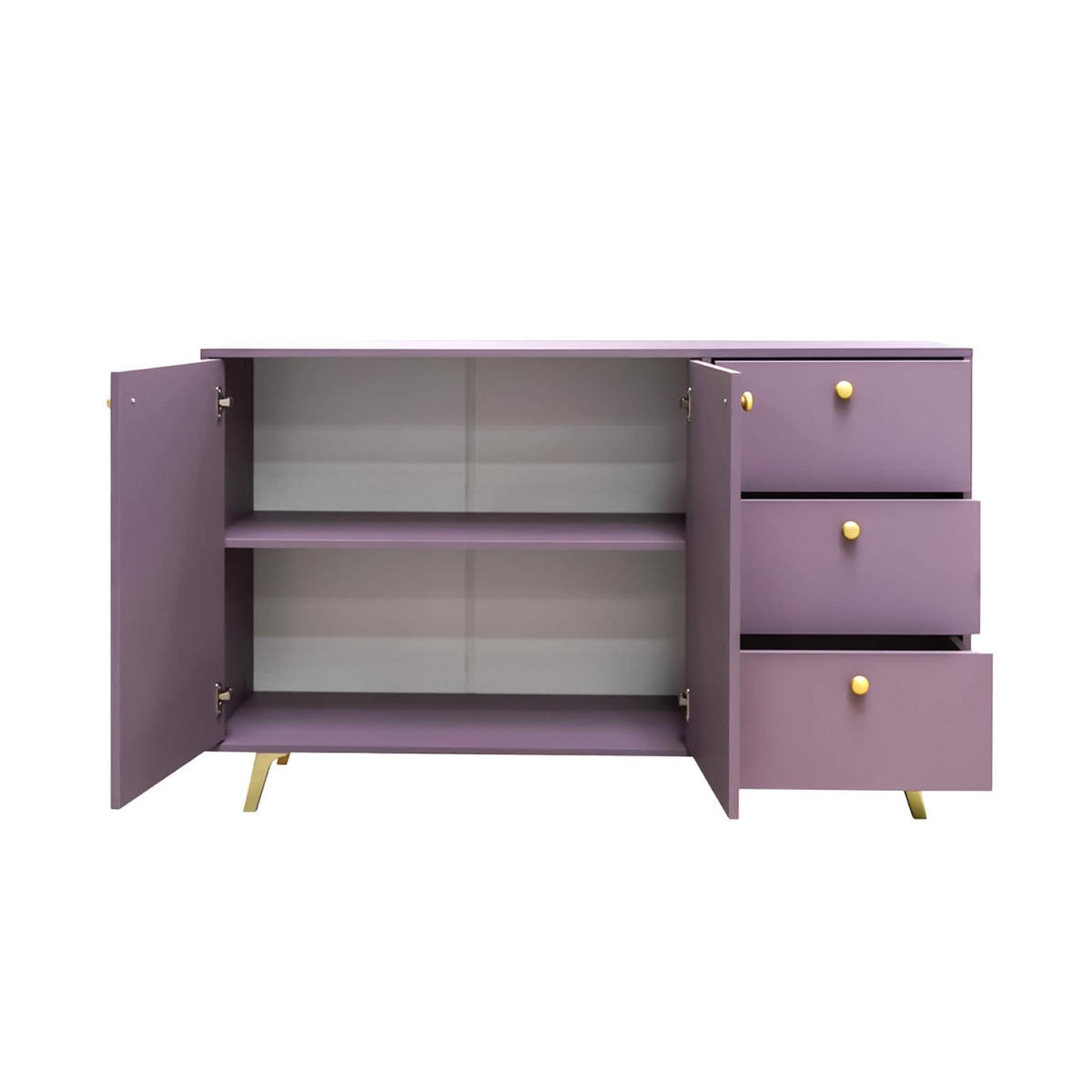 KOMMODE GALIO 100/112/41cm mit Schubladen 4 Türen Violett - Violett, Holzwerkstoff (100/112/41cm) - MASSENO
