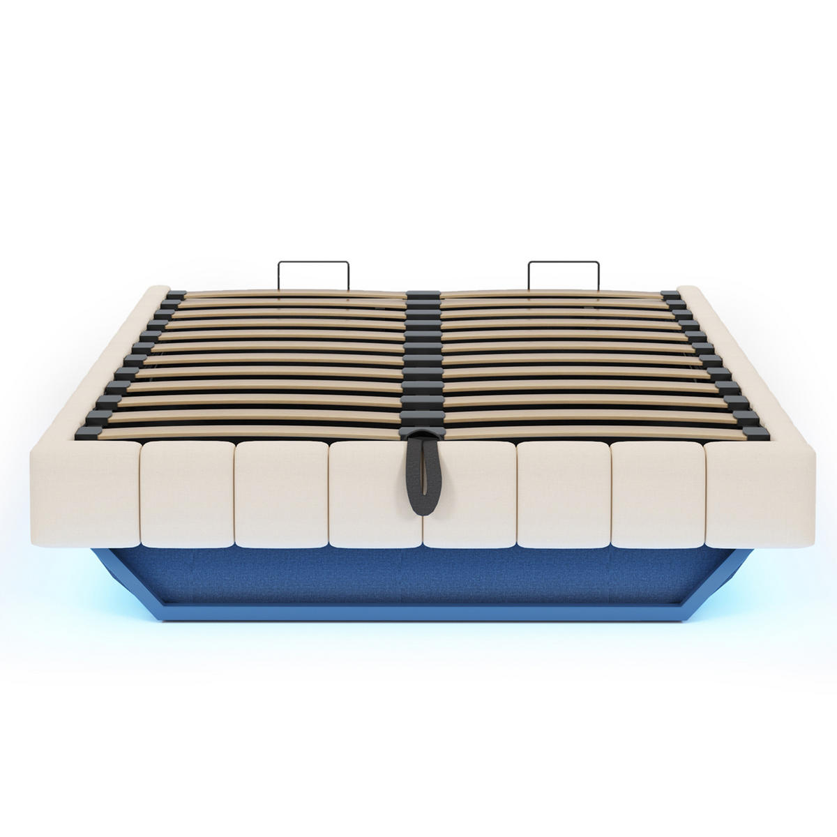 POLSTERBETT 160/200 cm Beige mit Stauraum und LED-Beleuchtung - Beige, Textil (160/200cm) - OKWISH