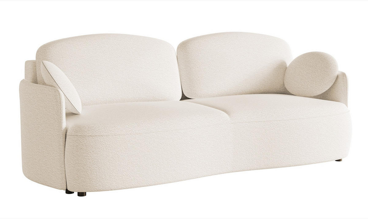 SOFA Raviolo Creme mit Bouclé-Bezug - Creme/Schwarz, Kunststoff/Textil (230/95/103cm) - Selsey