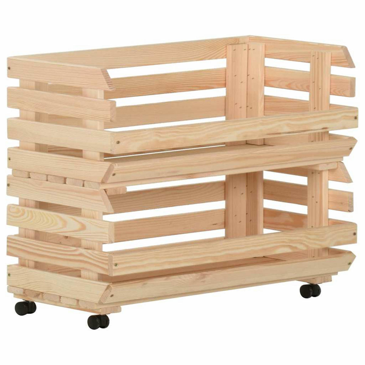 GEMÜSEWAGEN 77/30/80 cm Braun Massivholz Kiefer - Braun, Holz (30/80/77cm) - vidaXL