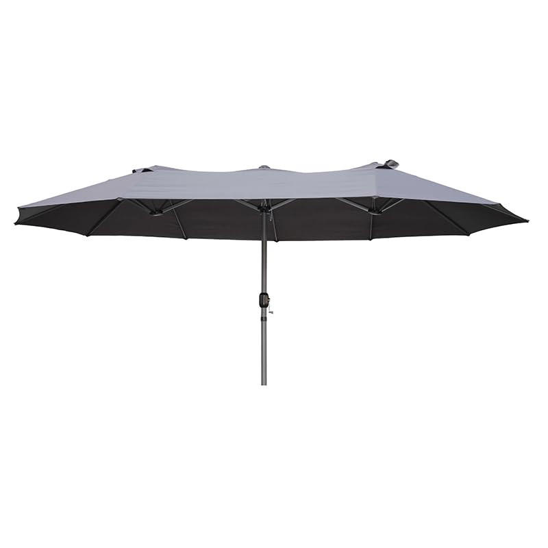 DOPPEL-SONNENSCHIRM Winda Grau Aluminium Gartenschirm - Grau, Metall (265/450cm) - DELUKE