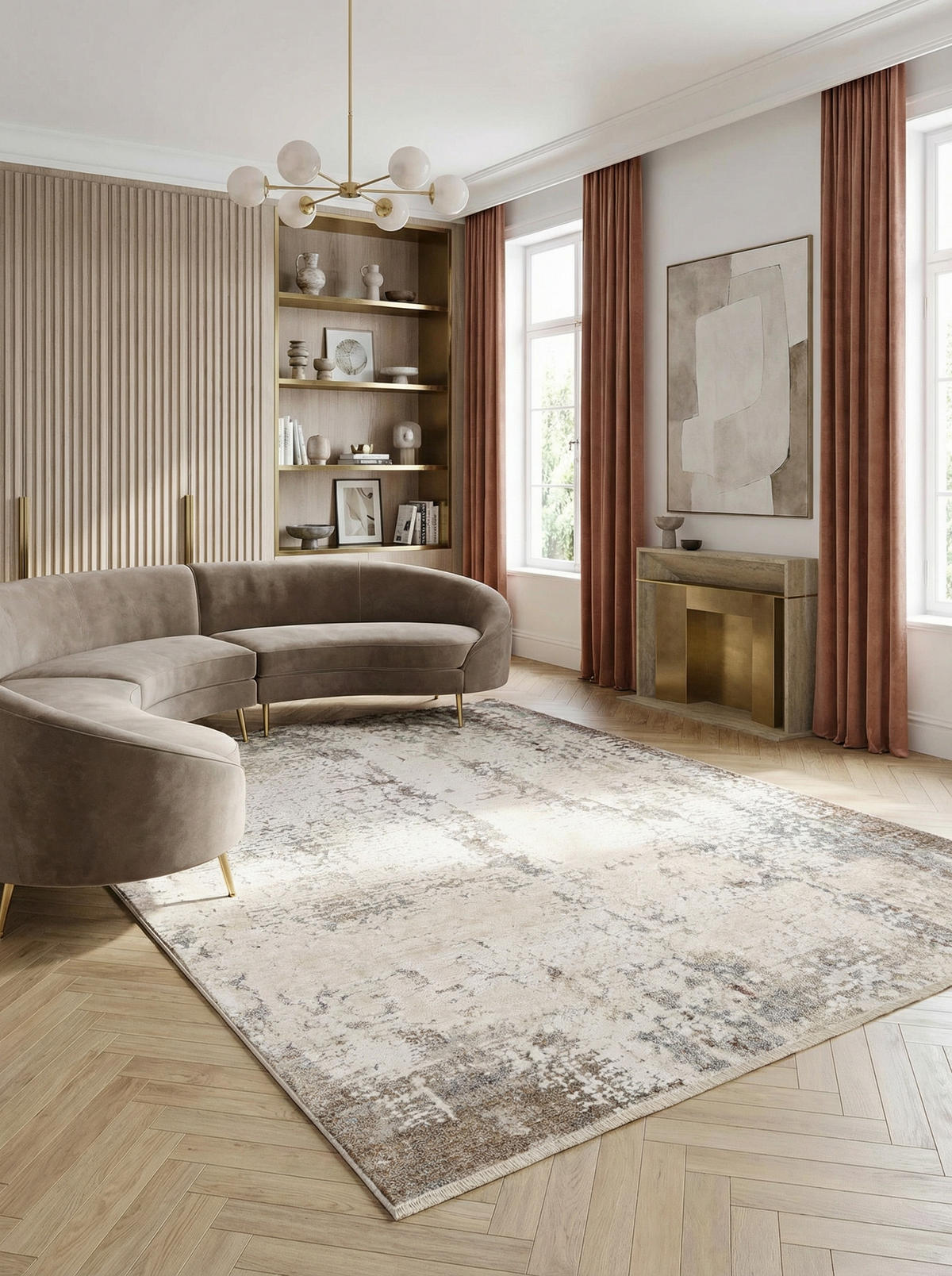 TEPPICH Velours abstrakt flauschig pflegeleicht SIENA-Arbia, Beige 200x300 cm - Beige, Textil (200/300cm) - KADIMA DESIGN