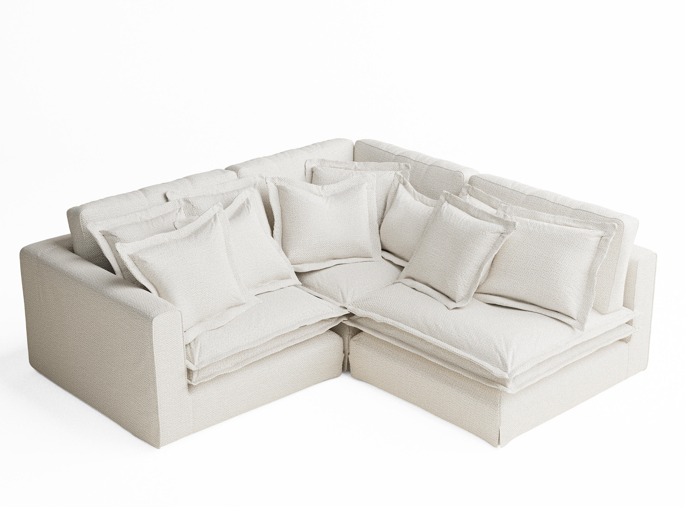 ECKSOFA Amalfi Creme Chenille-Stoff - Creme/Schwarz, Holz/Holzwerkstoff (238/222cm) - Maison de Reve