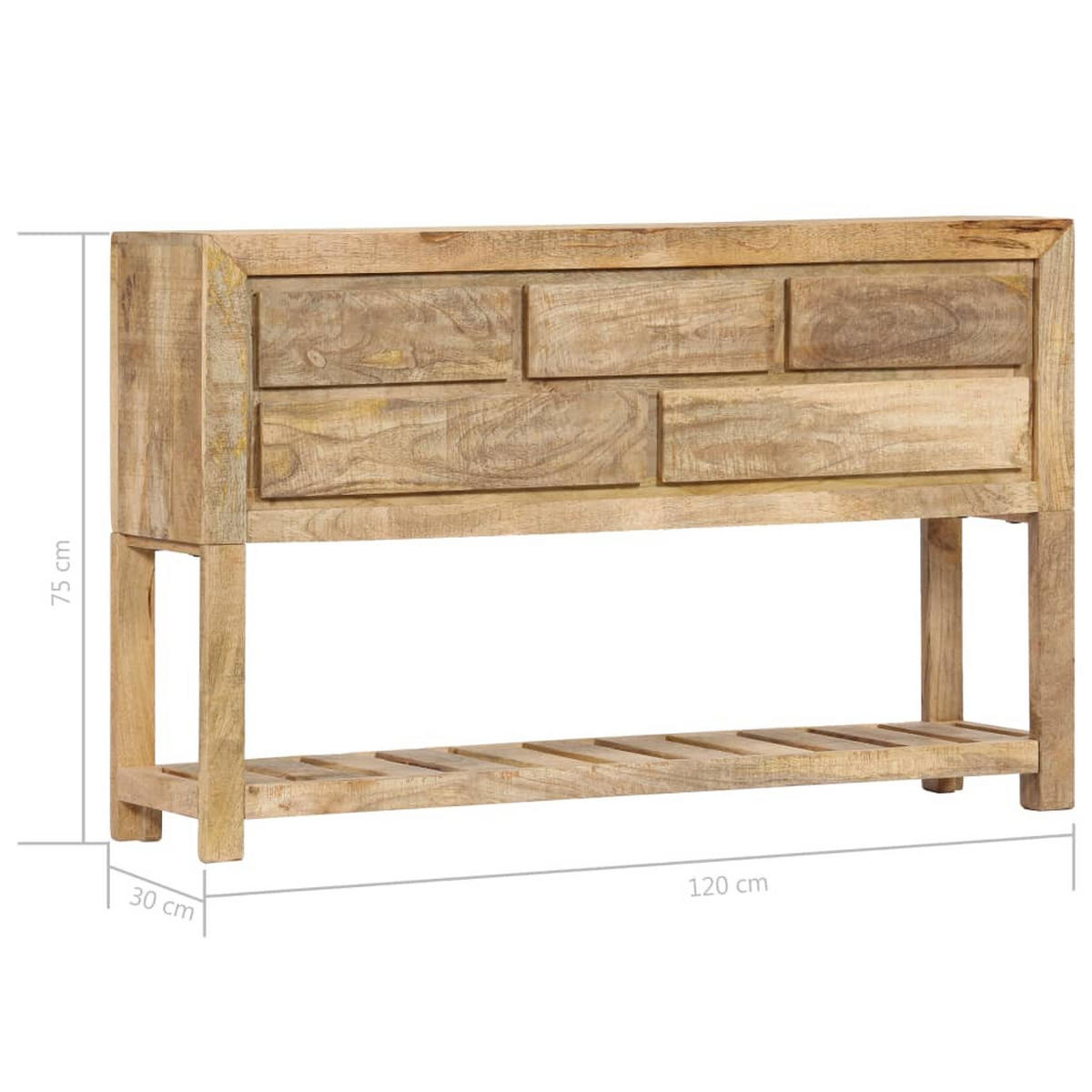 SIDEBOARD 120/30/75 Cm Massivholz Mango - Braun, Holz (30/75/120cm) - vidaXL