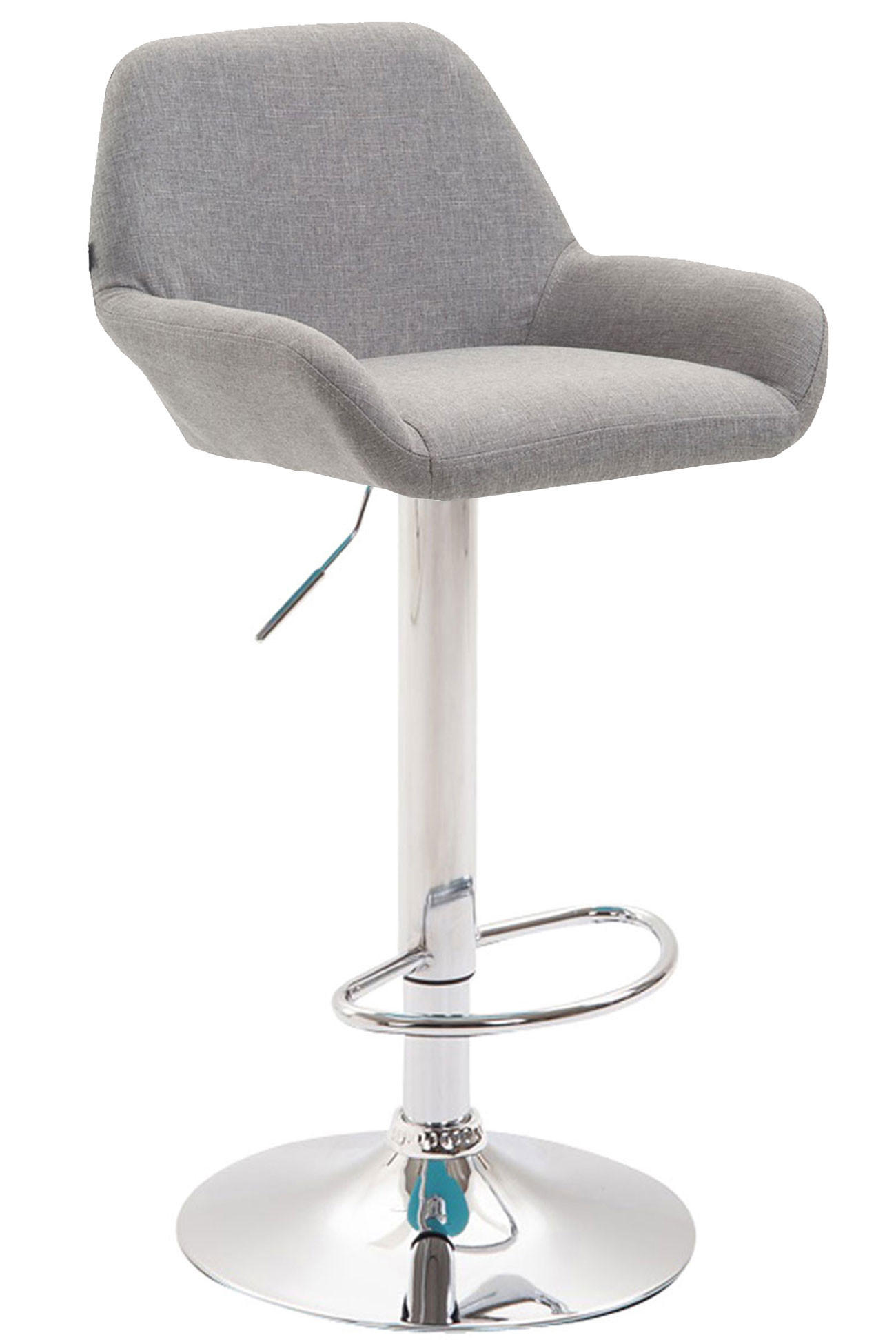 BARHOCKER 2er Set Stoff grau - Chromfarben/Grau, Textil/Metall (51/89/52cm) - CLP