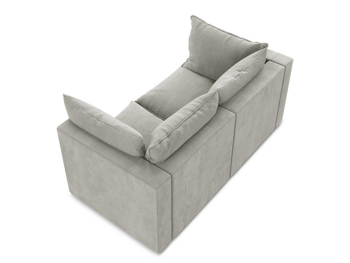 2-SITZER SOFA Strukturstoff Grau - Hellgrau/Schwarz, Holzwerkstoff/Kunststoff (180/77/90cm) - Makamii
