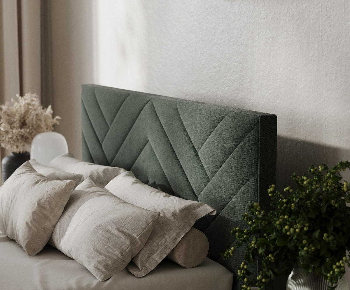 POLSTERBETT Arco 160/200 cm Grün im Asti Stoff - Schwarz/Naturfarben, Holz/Holzwerkstoff (160/200cm) - AltaBeds