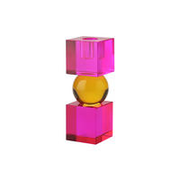 KERZENHALTER Sari 2 Cubes, Glas, Pink / Orange, H 14 cm - Pink, Glas (17/8/8cm) - Gift Company