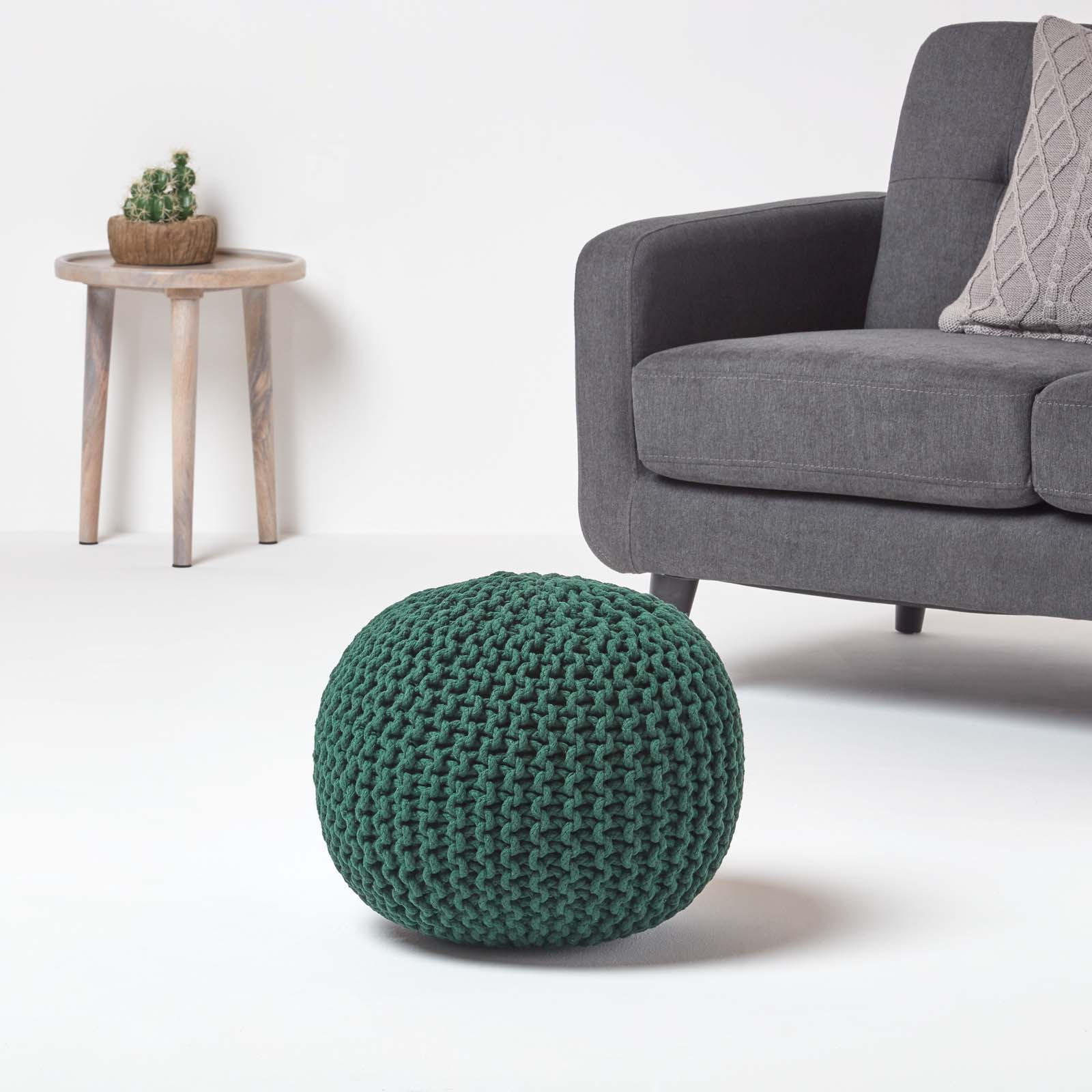 STRICK-POUF tannengrün, 40/40/35 cm - Waldgrün, Textil (40/35/40cm) - Homescapes