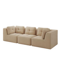 ECKSOFA 297/104/69 cm Beige aus Cord mit tiefer Sitzfläche und modularem Design - Beige, Textil (104/297cm) - OKWISH