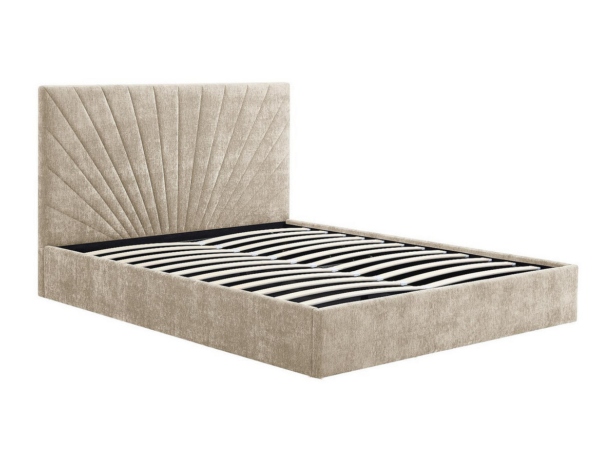 BETT mit Bettkasten - 2 Personen - Stoff - Beige - Beige, Textil (180/200cm) - Vente-Unique