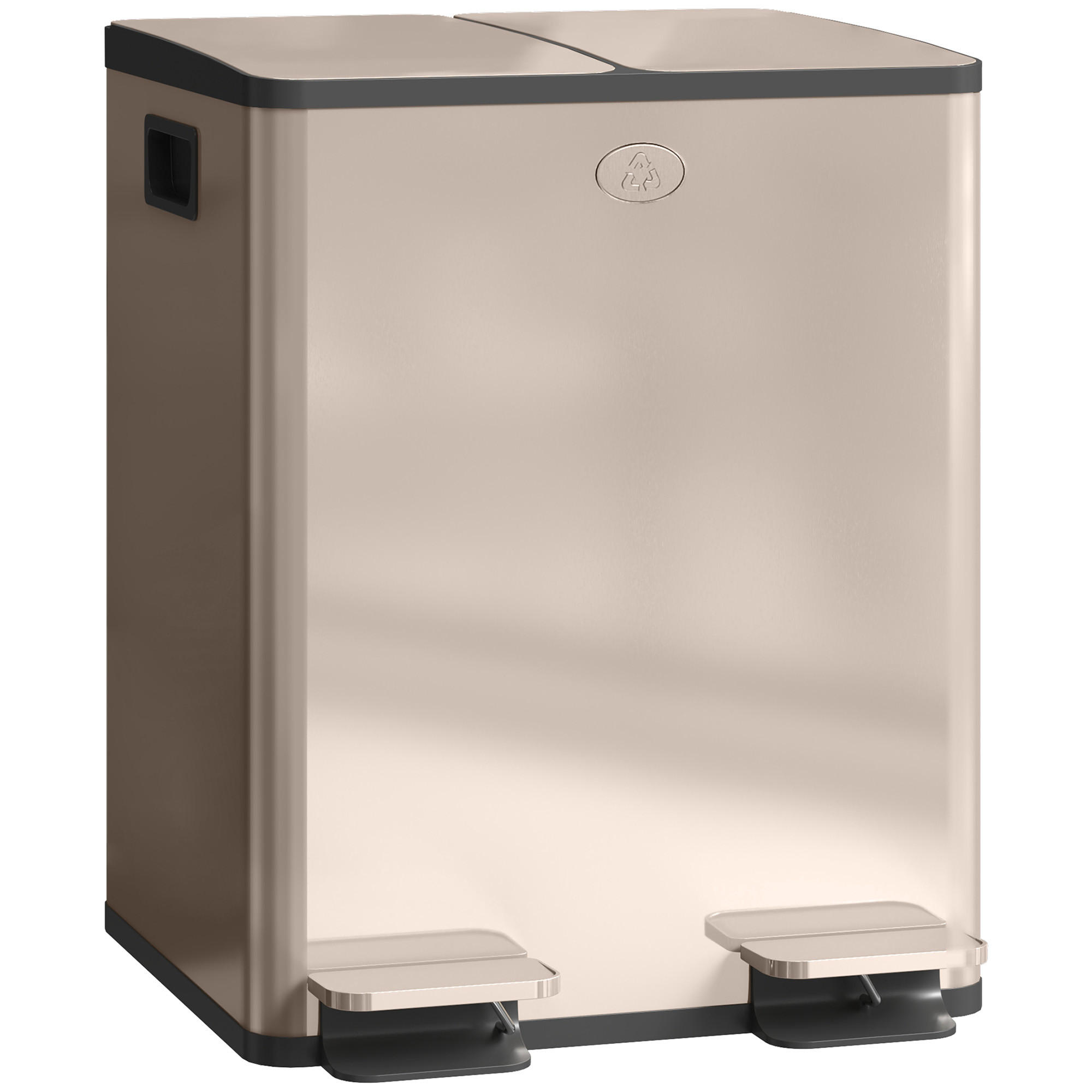 MÜLLTRENNSYSTEM Gold Edelstahl Soft-Close Pedal 2x20L - Goldfarben, Metall (45.8/51.6/36cm) - PANGIVO