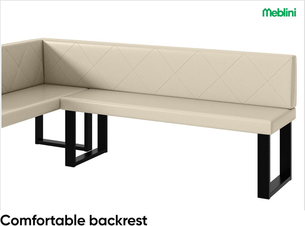 ECKBANK ERIC_U - Creme, Leder (142/196cm) - Meblini