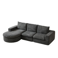 SCHLAFSOFA aus Chenille mit Liegestuhl, montagefrei - Grau, Textil (251/81/160cm)
