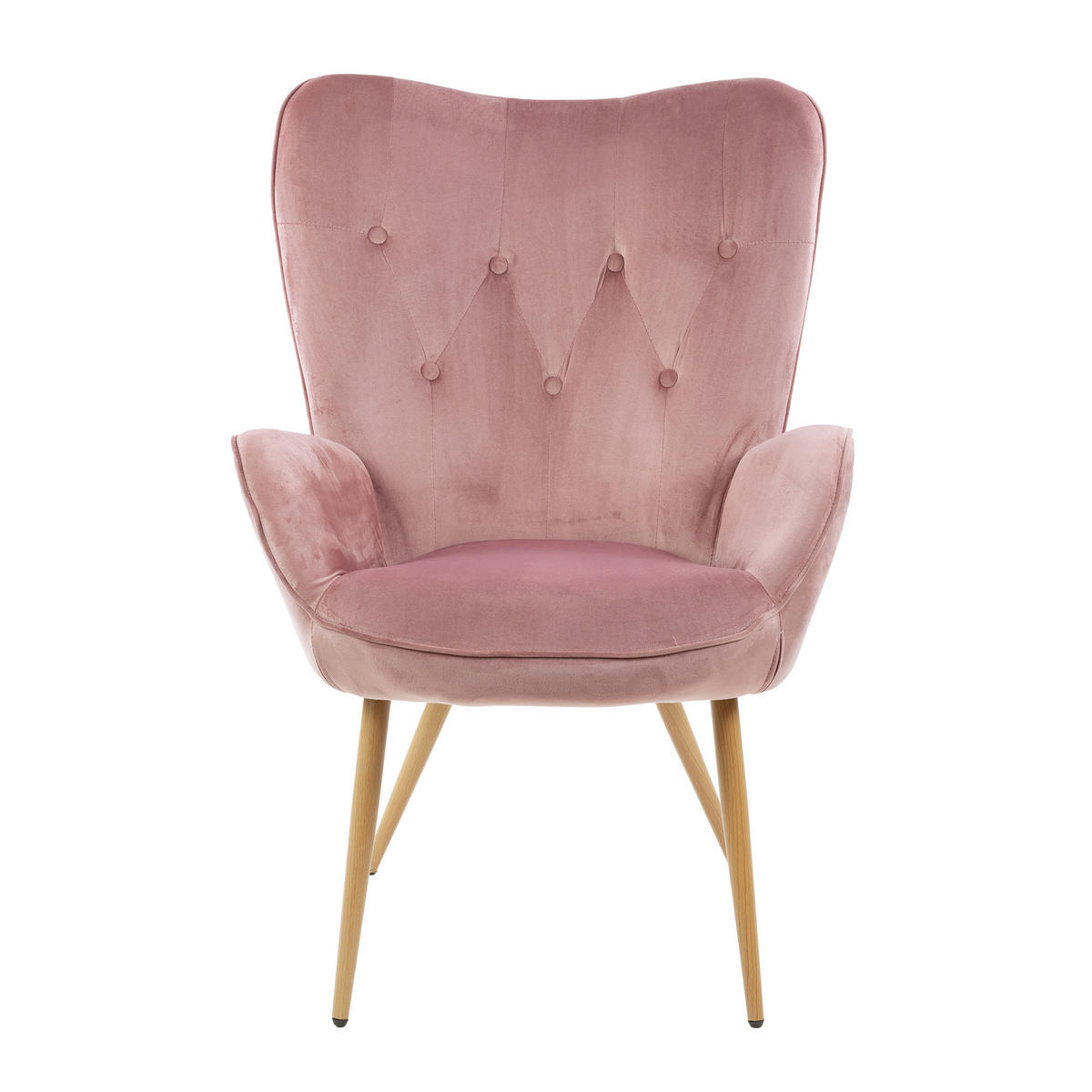RELAXSESSELSET YORK Samt Bezug mit Hocker, Rosa - Rosa, Metall (67/100/48cm) - Albatros