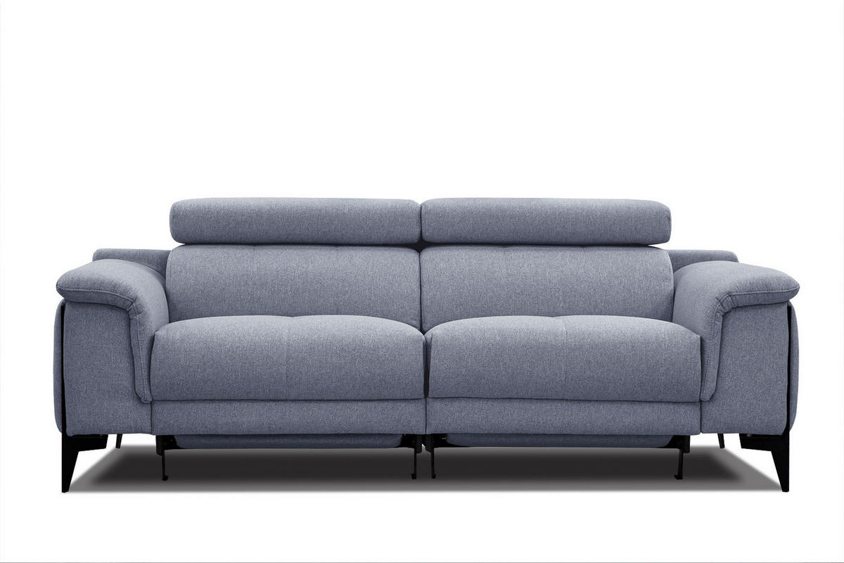 RELAXSOFA MATERA 3-Sitzer mit 2 Relaxfunktionen, hellblau - Schwarz/Hellblau, Holzwerkstoff/Textil (212/82/103cm) - Courtois Laville